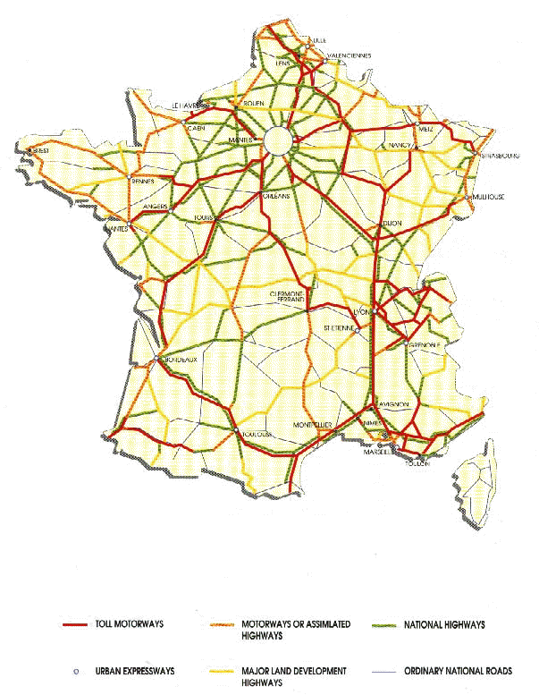 Map of national network grading for road maintenance