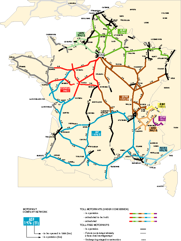 Map of the concessionaire company network